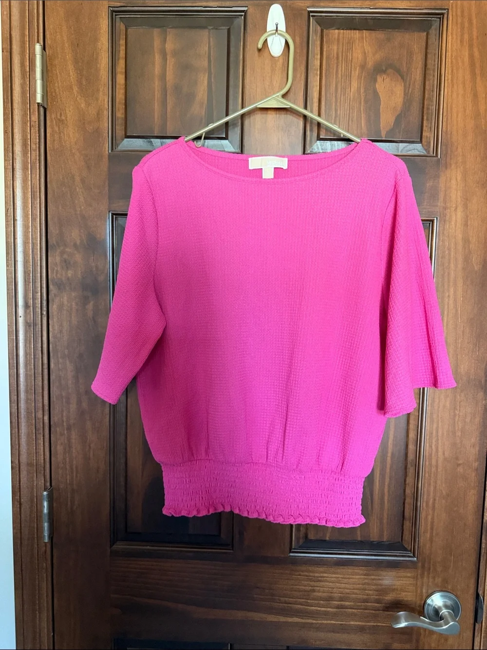 Michael Kors Hot Pink Textured Short Sleeve Top